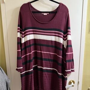 Addition Elle Burgundy, white and Pink Striped top